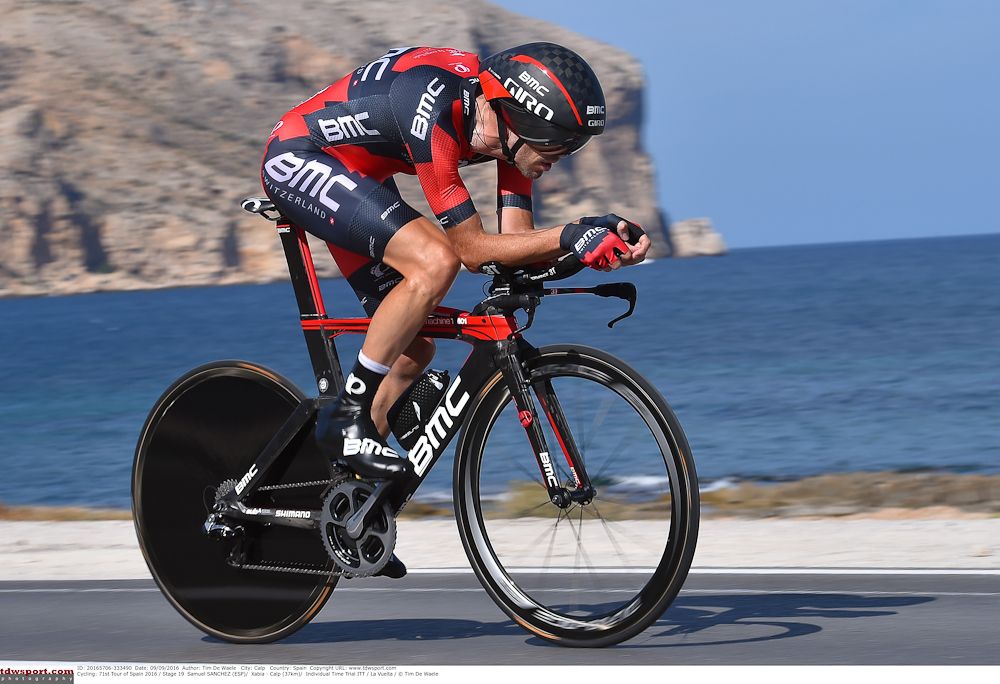 Samuel Sanchez (BMC) in the Vuelta's stage 19 time trial.