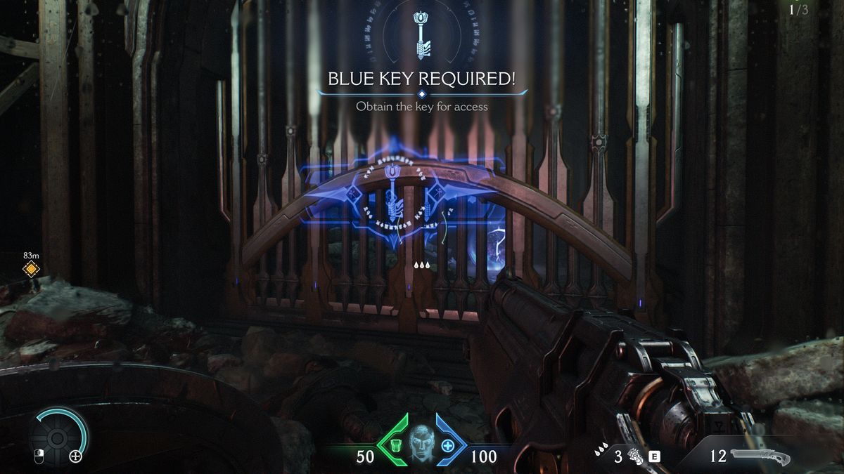 Doom: The Dark Ages Village of Khalim secrets - A locked gate requiring the blue key to access.