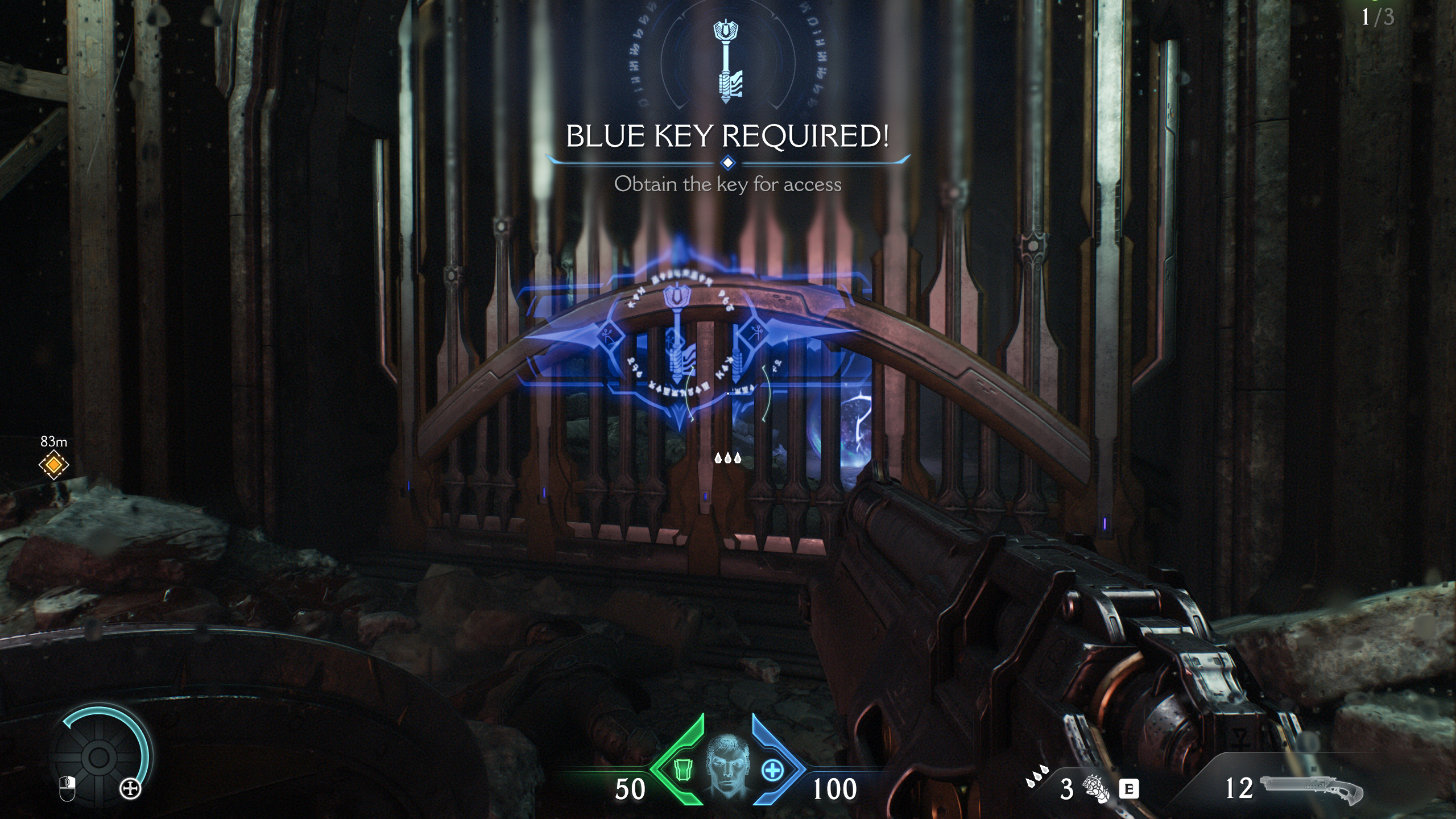 Doom: The Dark Ages Village of Khalim secrets - A locked gate requiring the blue key to access.