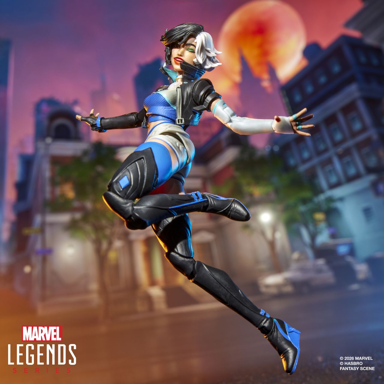 Marvel Rivals Luna action figure posed against a colorful background