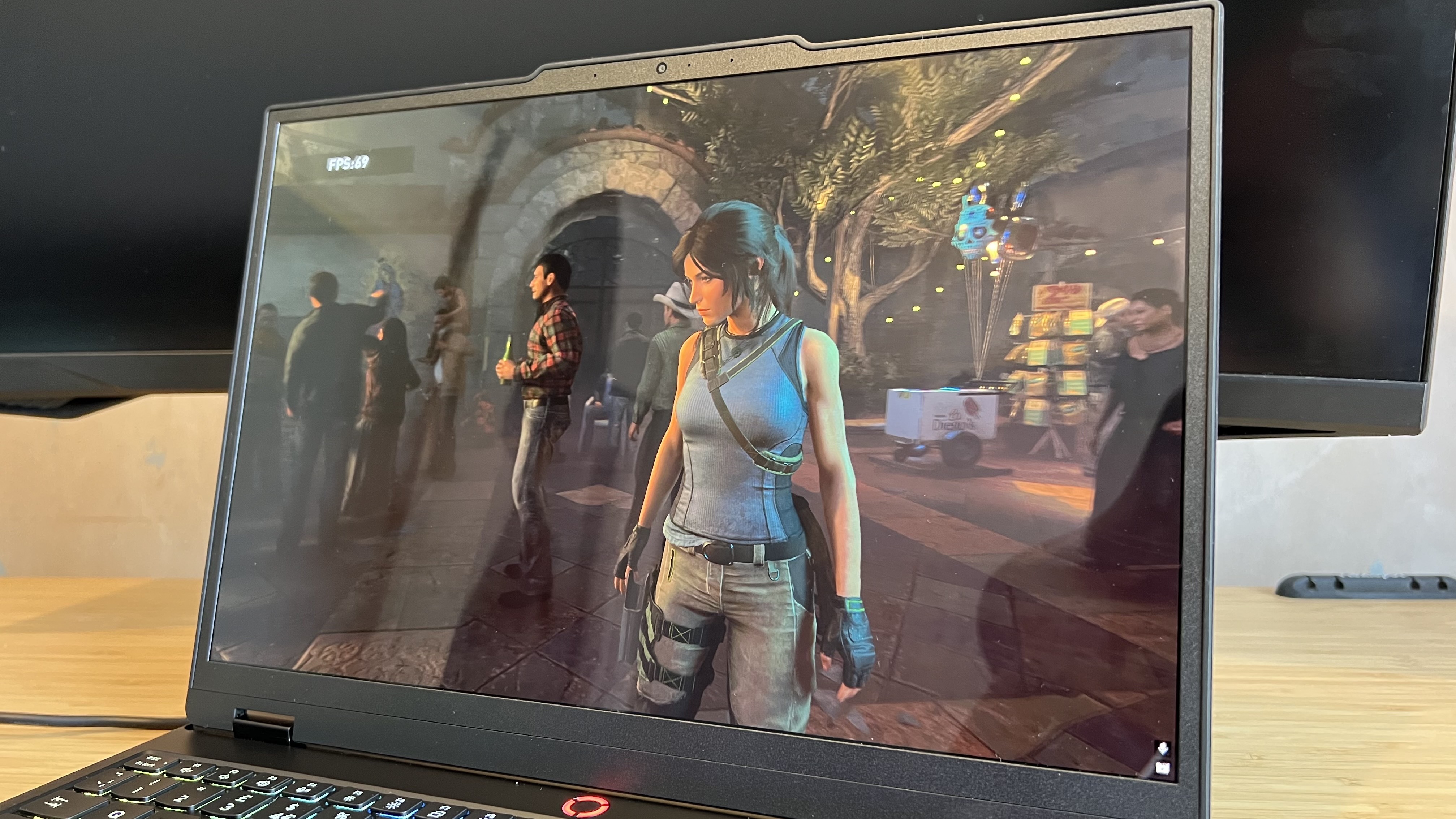 Lenovo Legion 5 display showing reflections in Shadow of the Tomb Raider gameplay