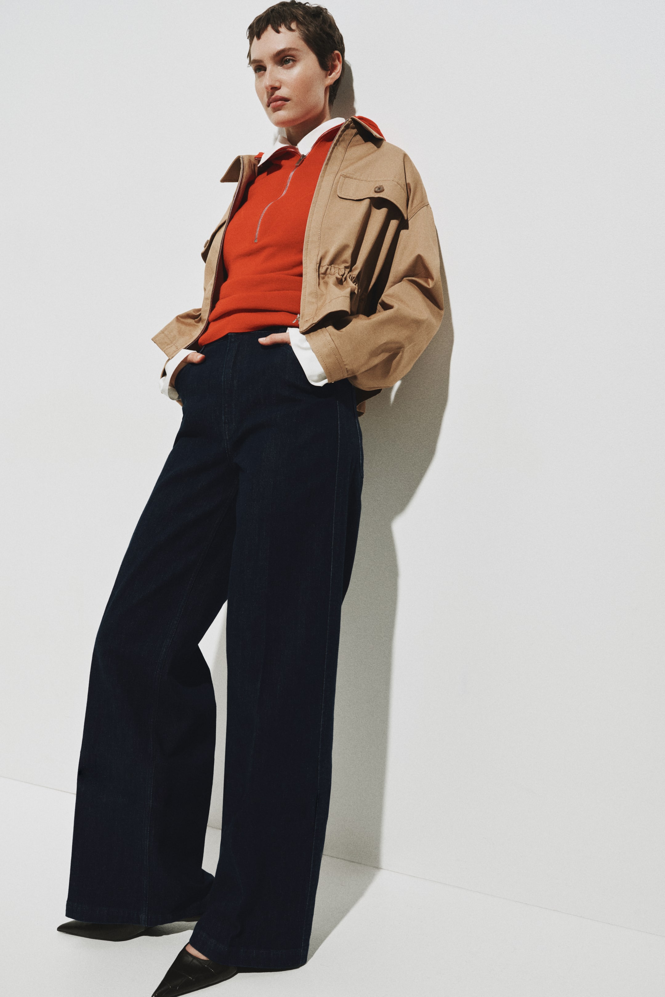 Wide High Waist Jeans - Navy Denim Blue