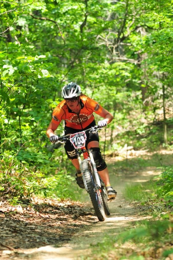 Sue Haywood (SBC) on her way to winning the women's Super D at the Massanutten Hoo Ha!