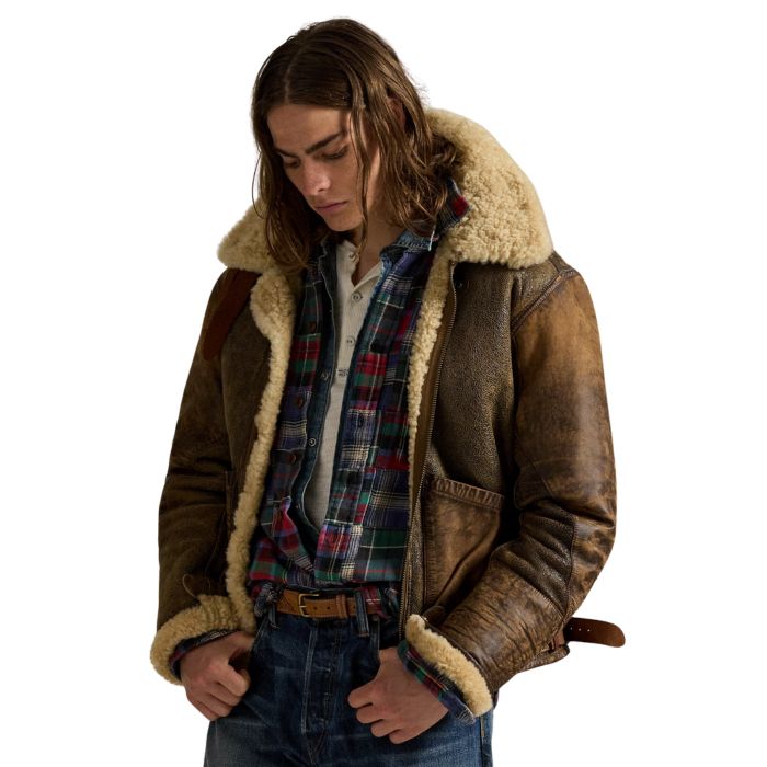 Polo Ralph Lauren, Leather Trim Shearling Bomber Jacket