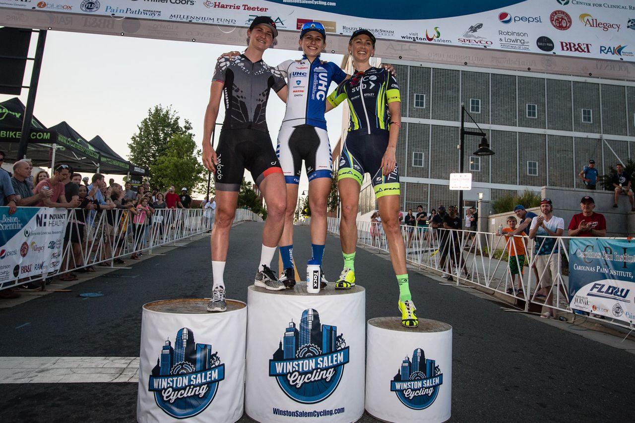 Loren Rowney, Alexis Ryan and Joanne Hogan on the podium in Winston-Salem