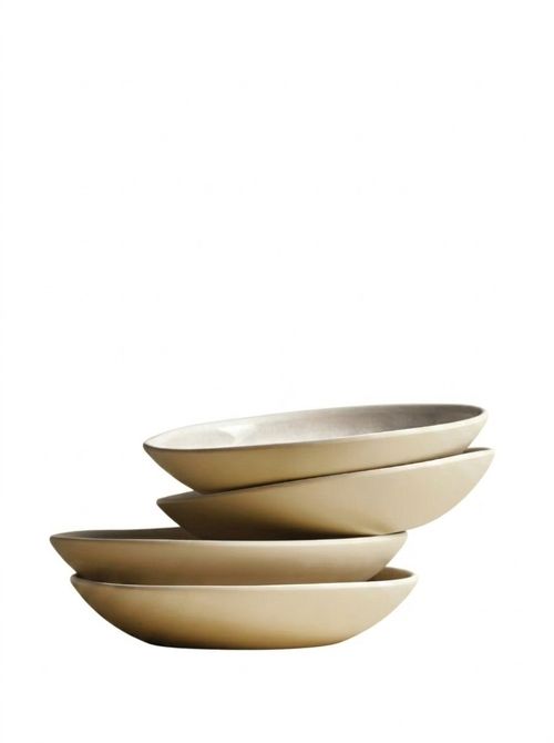 Linen Reactive Picnic Pasta Bowls (Set of 4)