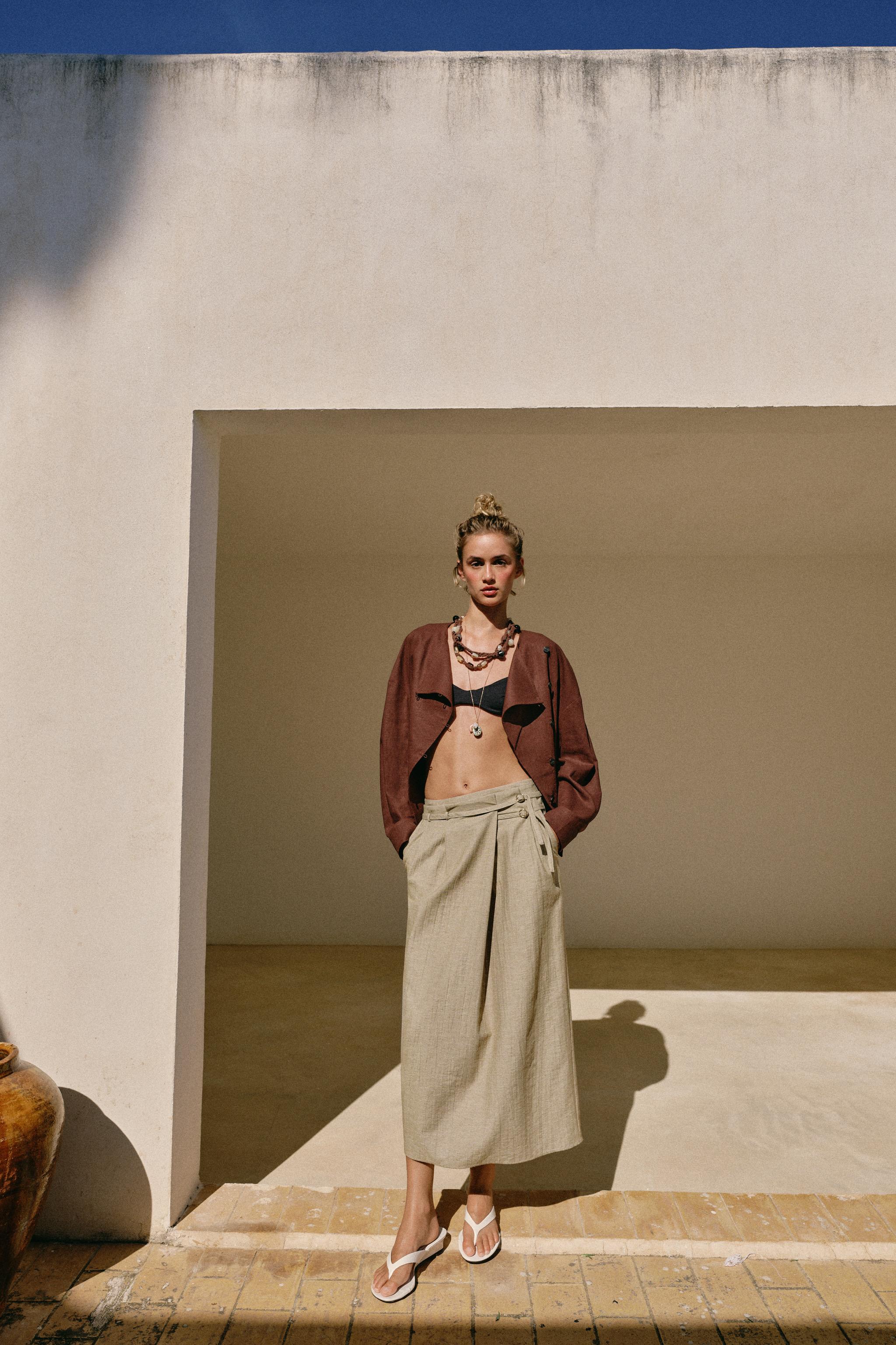 belted midi skirt