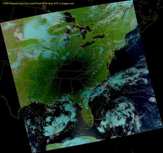 VIIRS sees the moon's shadow over the Midwest.