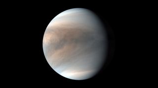 Japan's Akatsuki spacecraft captured this false-color image of Venus' dayside on March 30, 2018.