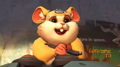 Hammond, the newest Overwatch hero, who happens to be a hamster in a giant gun-studded ball.
