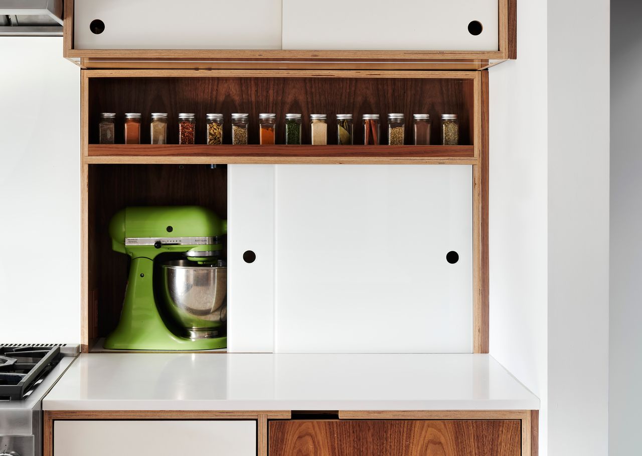 a sliding appliance garage in a kitchen