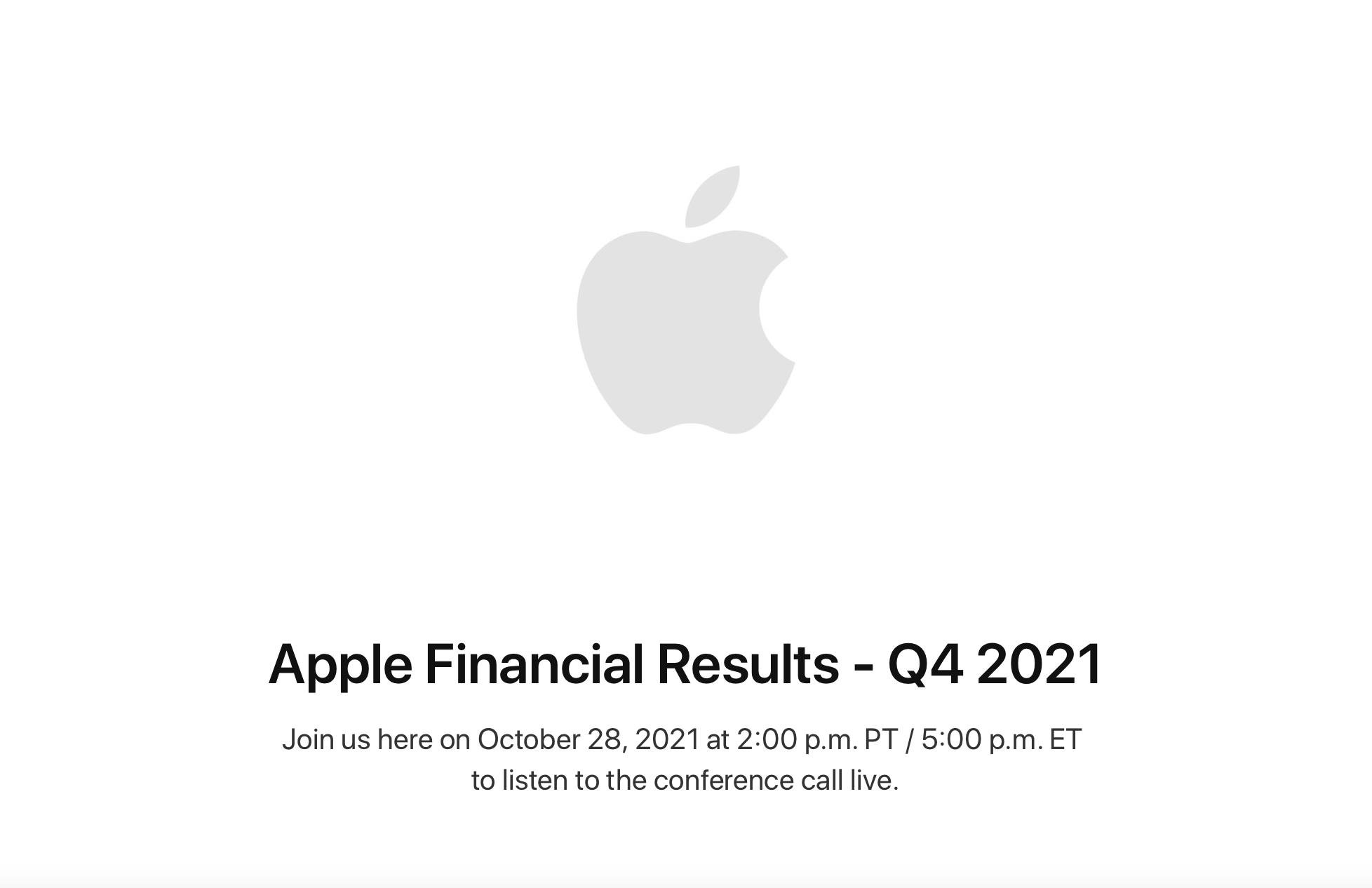 How to listen to Apple's Q4 2021 earnings call on Thursday, October 28