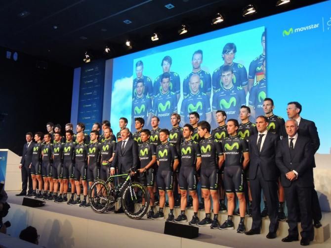 The 2014 Movistar squad is presented at the team launch in Madrid