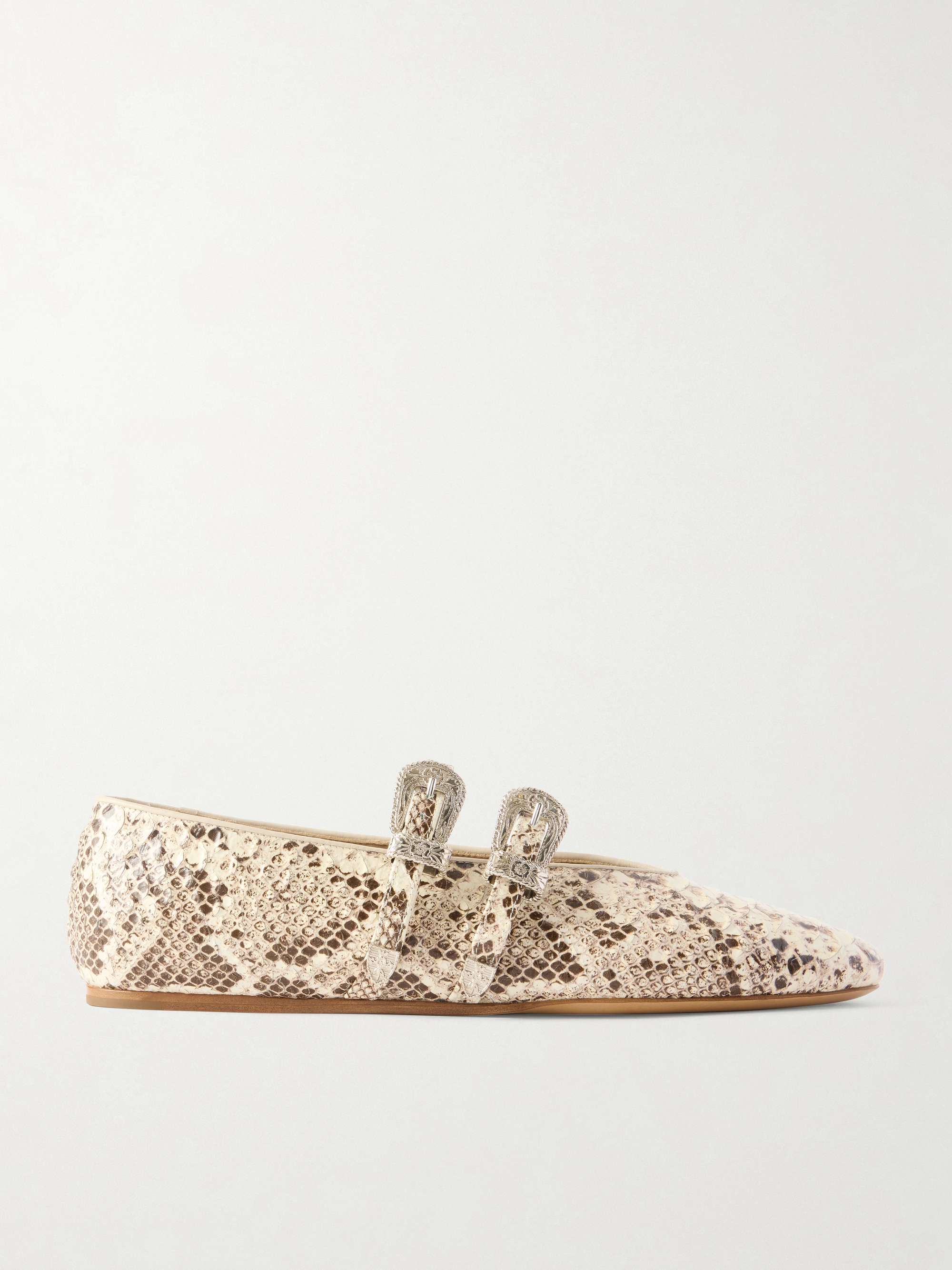 Claudia Snake-Effect Leather Mary-Jane Ballet Flats