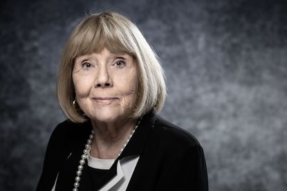 English actress Diana Rigg poses for a photo session during the 2nd edition of the Cannes International Series Festival (Canneseries) on April 5, 2019 in Cannes, southern France.