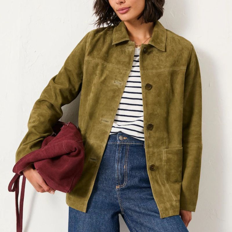FatFace , Erin Olive Green Suede Jacket