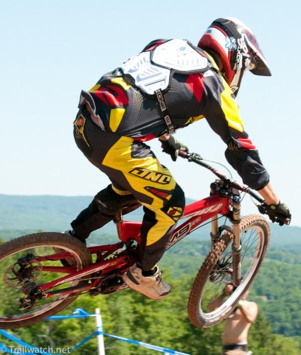 Downhill racers crossed the XC course using a flyover