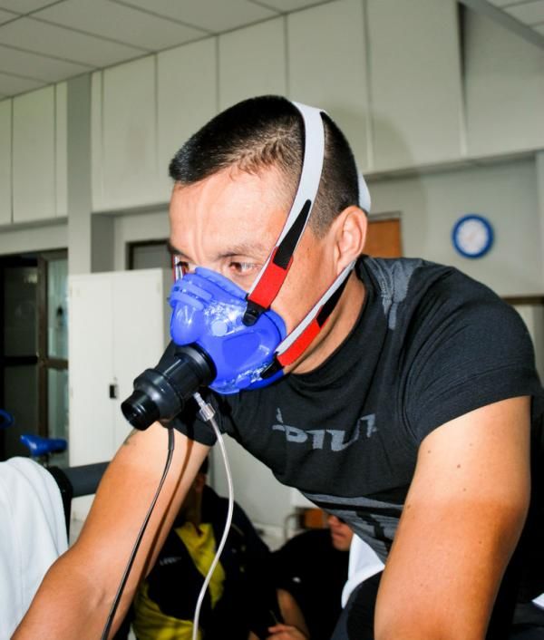 Victor Hugo sporting the VO2 testing mask.