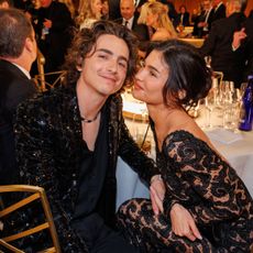 Kylie Jenner and Timothée Chalamet attend the 81st Golden Globe Awards
