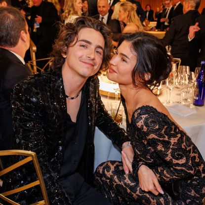Kylie Jenner and Timothée Chalamet attend the 81st Golden Globe Awards