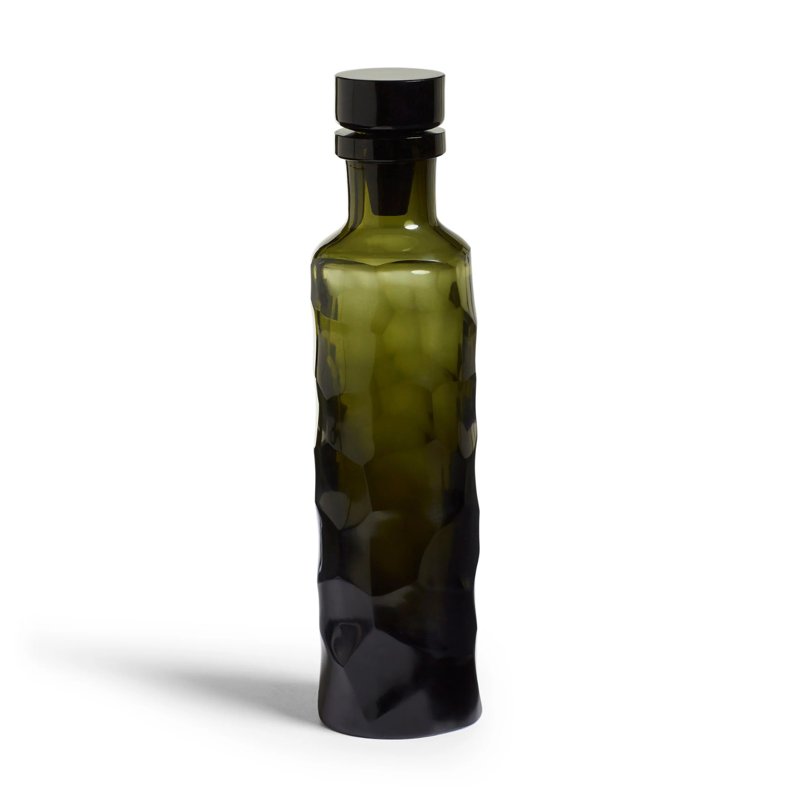 oka green dimpled glass decanter