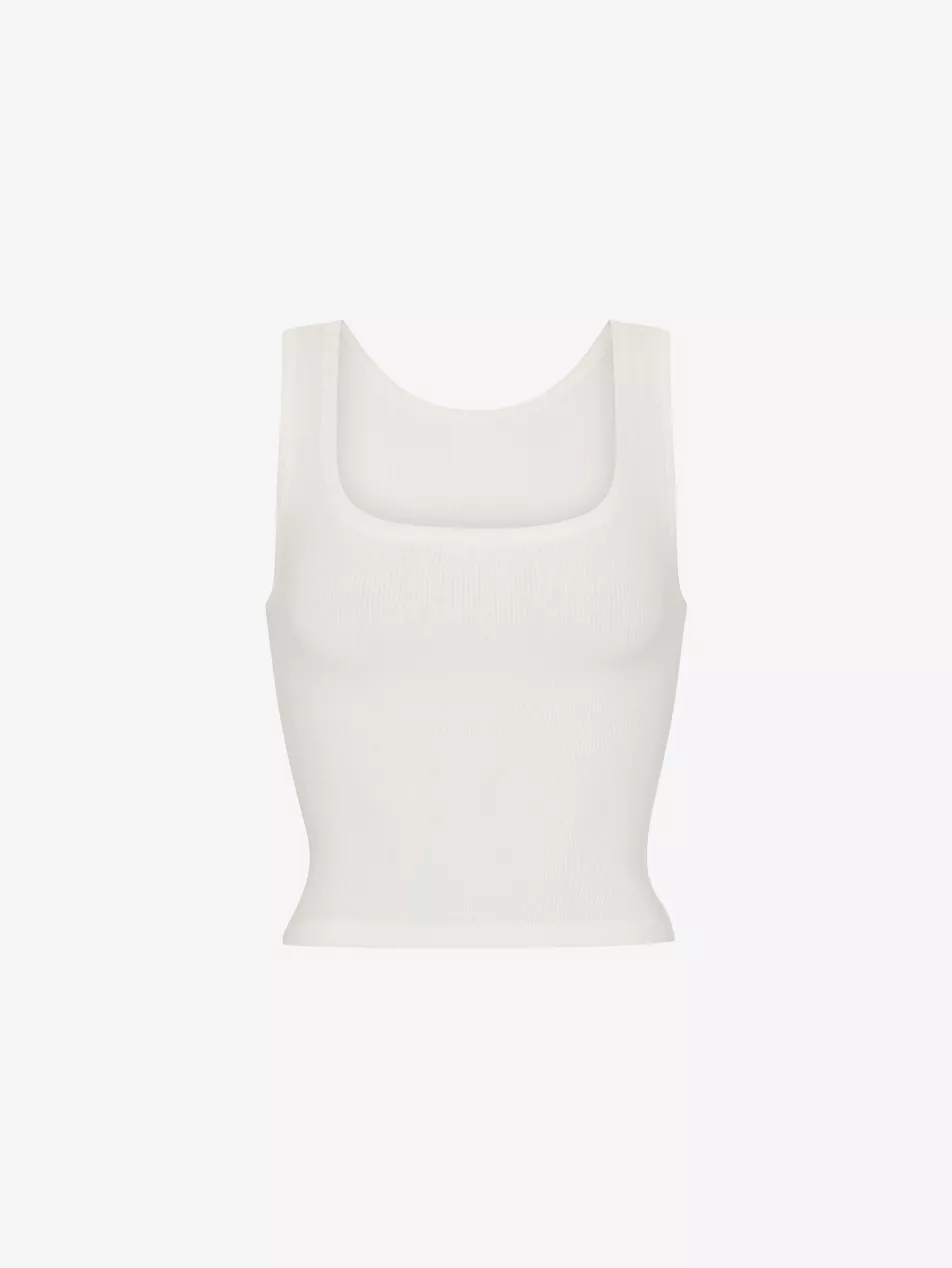Scoop-Neck Ribbed Stretch-Cotton Tank Top - Xxs