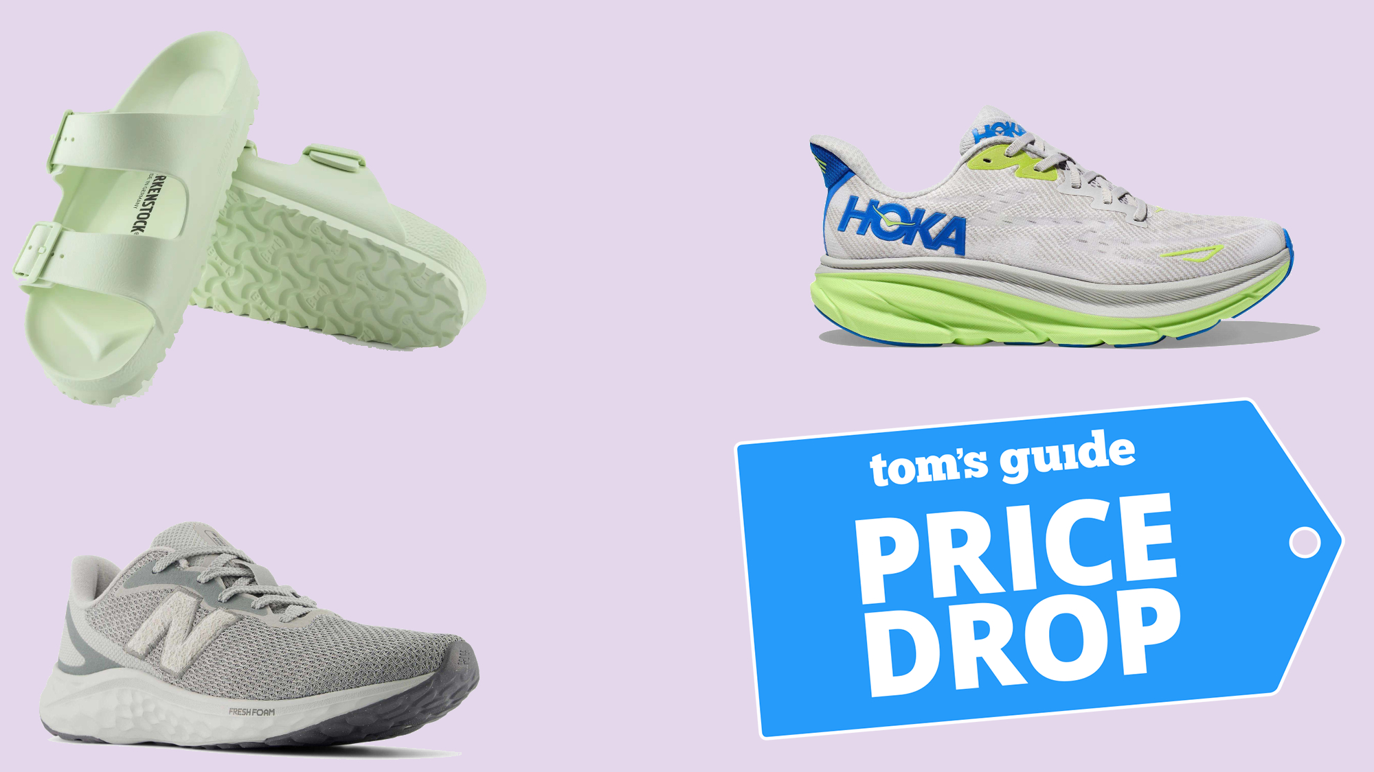 Birkenstocks, New Balance, and Hoka footwear