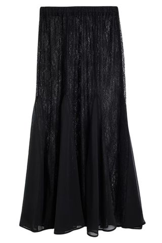 River Island Black Godet Lace Maxi Skirt