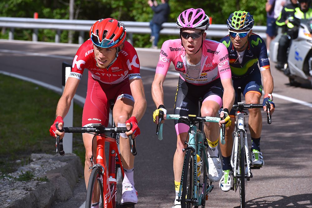 Ilnur Zakarin, Alejandro Valverde and Steven Kruijswijk on the final climb