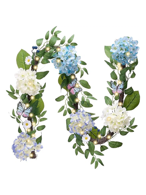 Spring Summer Flower Garland With Lights