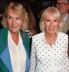 Queen Camilla posing with her sister Annabel Elliot
