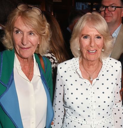 Queen Camilla posing with her sister Annabel Elliot