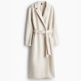 H&M Brushed-Finish Tie-Belt Coat