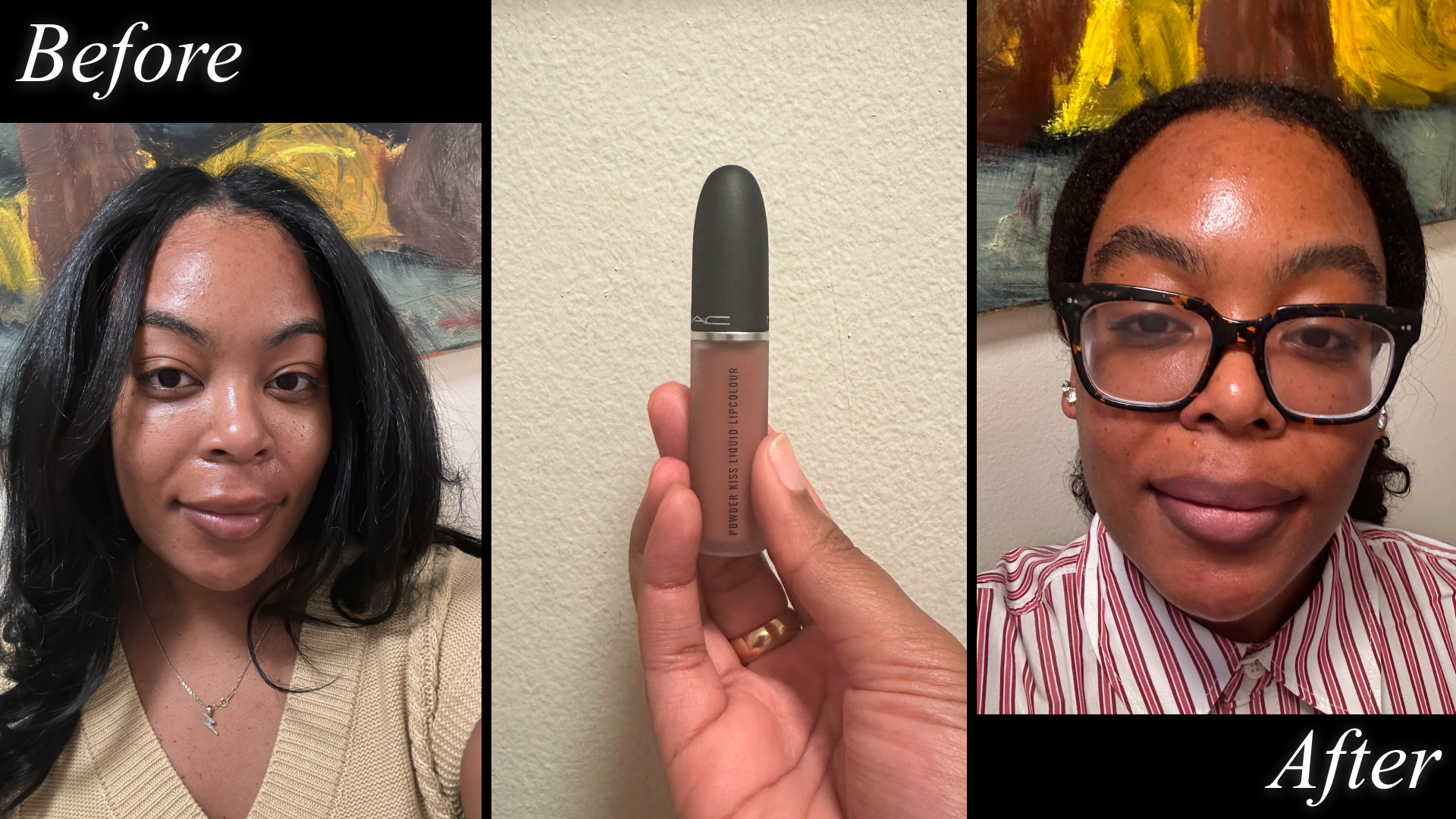 Ariel Baker testing MAC liquid lipstick