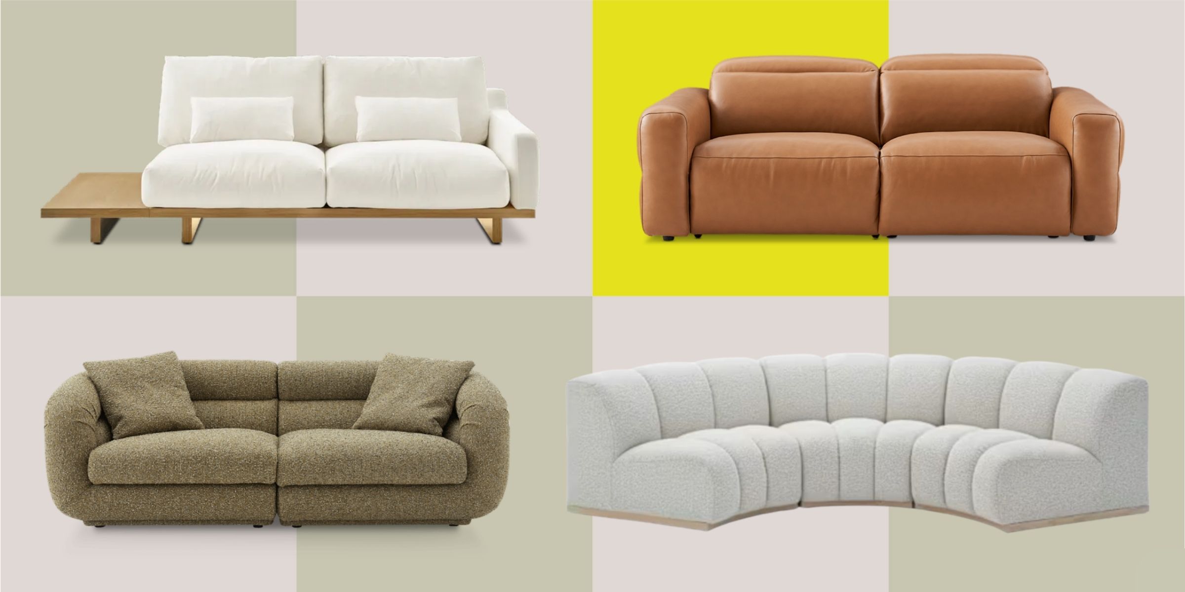 four castlery sofas on a colorful background