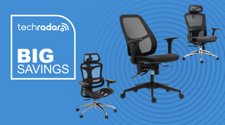Sihoo and Boulies office chairs on a blue background next to a TechRadar badge reading 'Big Savings'