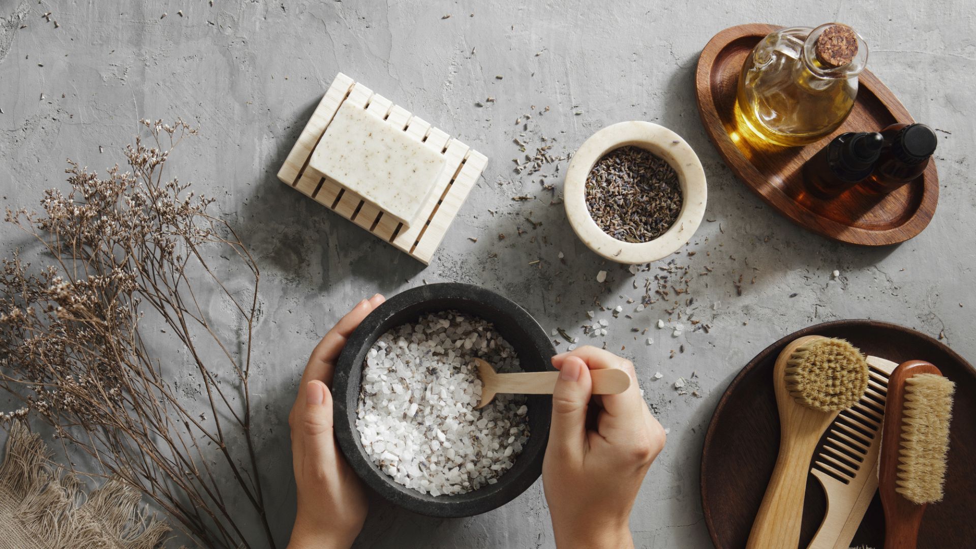 A woman makes some bath salts