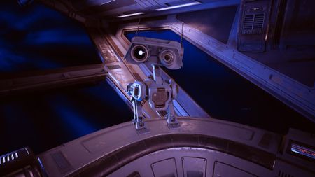 BD-1 in Star Wars Jedi Survivor with a custom decal on to make him your own, captured on PS5