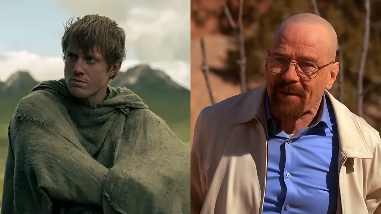 Breaking Bad's Walt and A Knight of the Seven Kingdoms finale side-by-side, both actors are facing their right. 