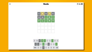 Wordle #588 on a yellow background