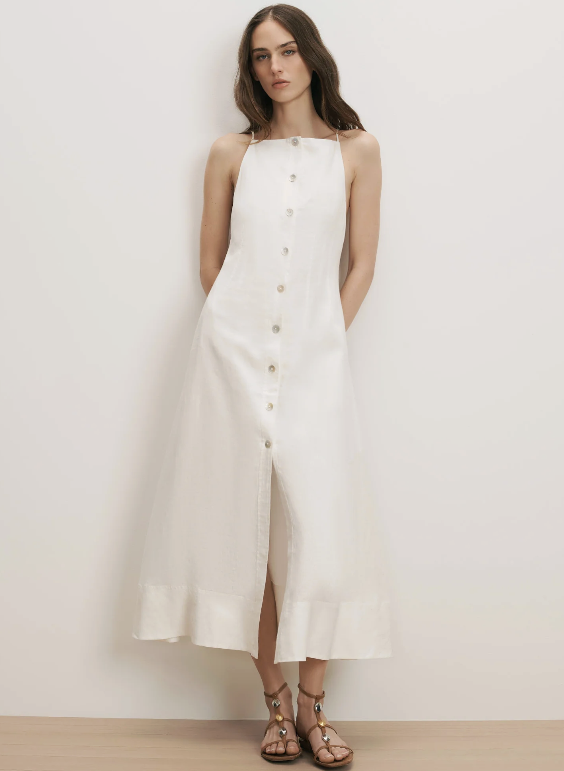 Georges Linen Midi Dresswhite / 00