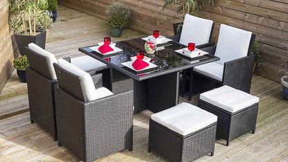 8-Seater Black Cube Rattan Garden Set