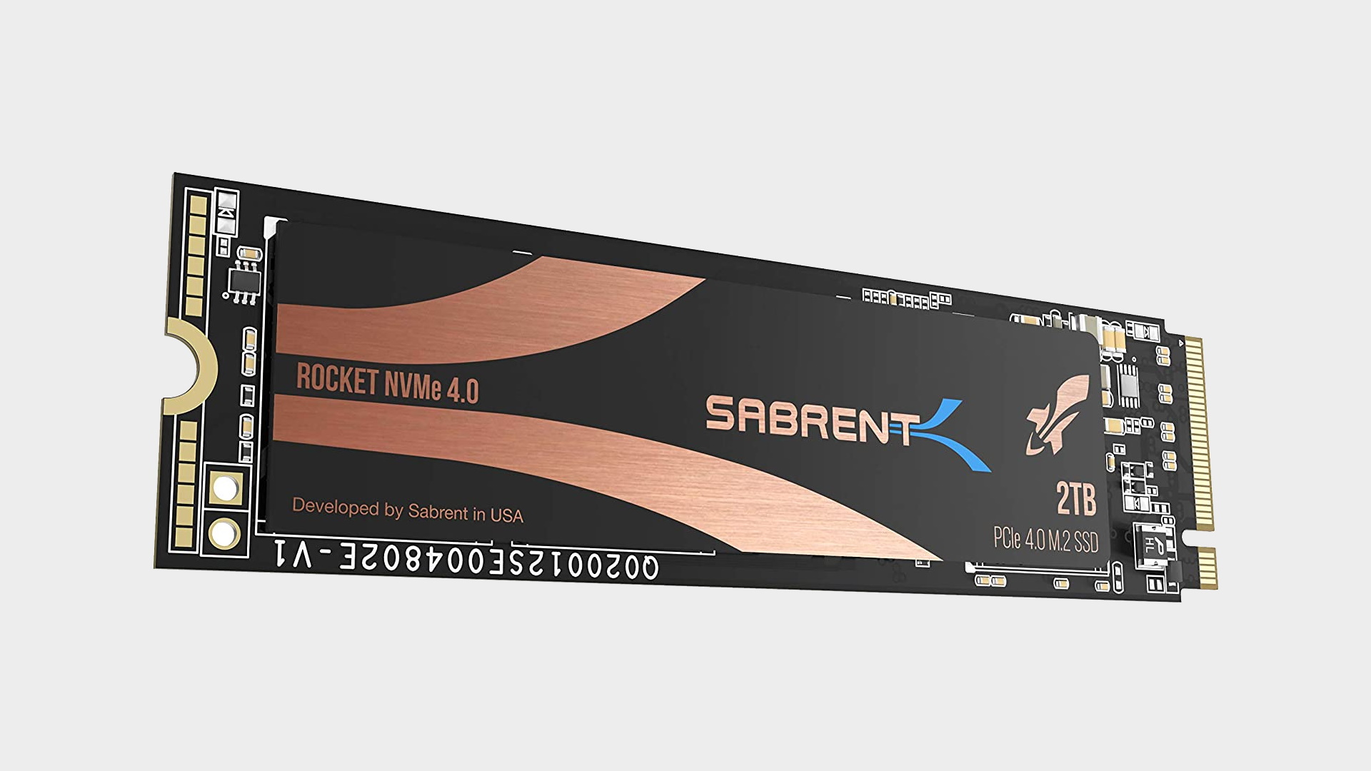 Image of the Sabrent Rocket 4 2TB in front of a gray background.