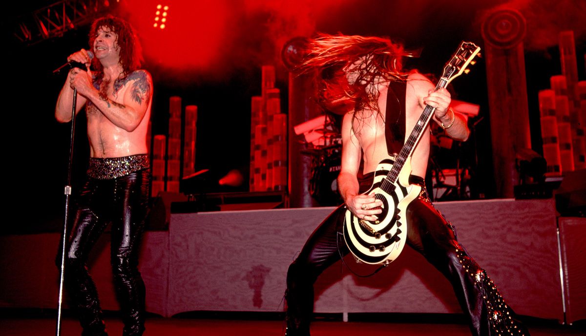 Ozzy Osbourne (left) and Zakk Wylde perform at the Poplar Creek Music Theater in Hoffman Estates, Chicago, Illinois on July 12, 1989