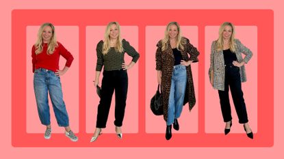 Antonia Kraskowski wearing four barrel leg jeans outfits