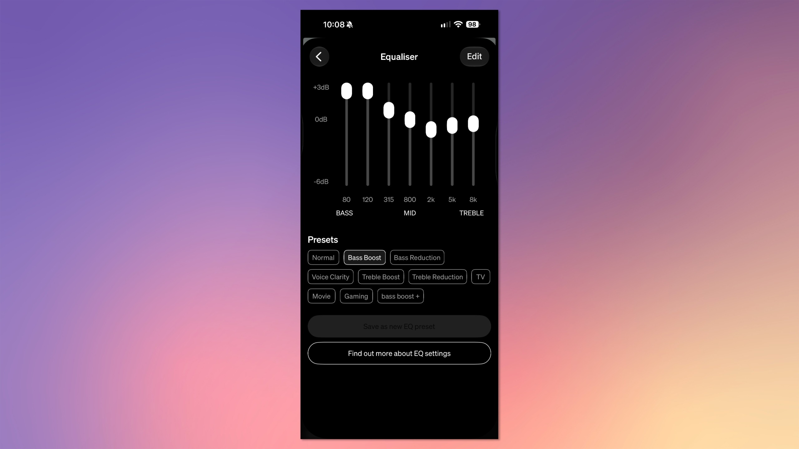 A screenshot of the Cambridge Audio StreamMagic app being used to customize the L/R X