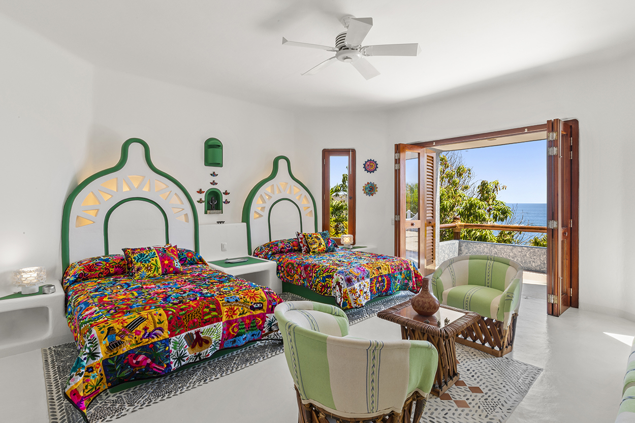 Overlooking the Gulf of Tehuantepec in a coastal town, this 1993, eight-bedroom estate has Mediterranean and Balinese influences across multiple structures.