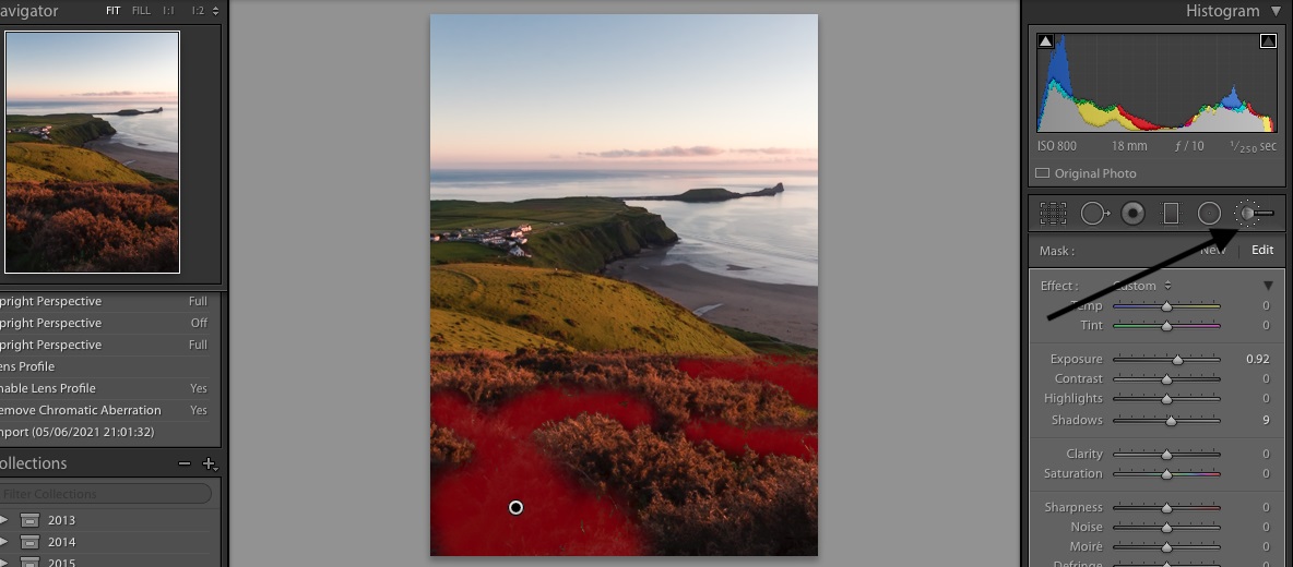 How to edit photos in lightroom: Image shows brush tool