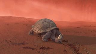 Elden Ring's Turtle Pope sits on a hill in the desert