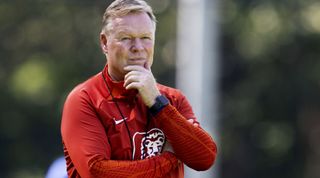 Netherlands manager Ronald Koeman during a training session